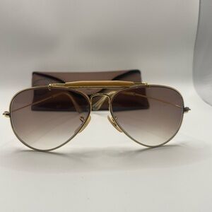 Vintage Ray Ban Prescription Sunglasses Gold Aviators Rare W0226 NTAS B&L USA